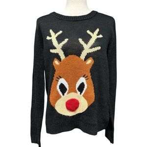 Carolyn Taylor Reindeer Rudolph Christmas Sweater Size Large Novelty Soft Party